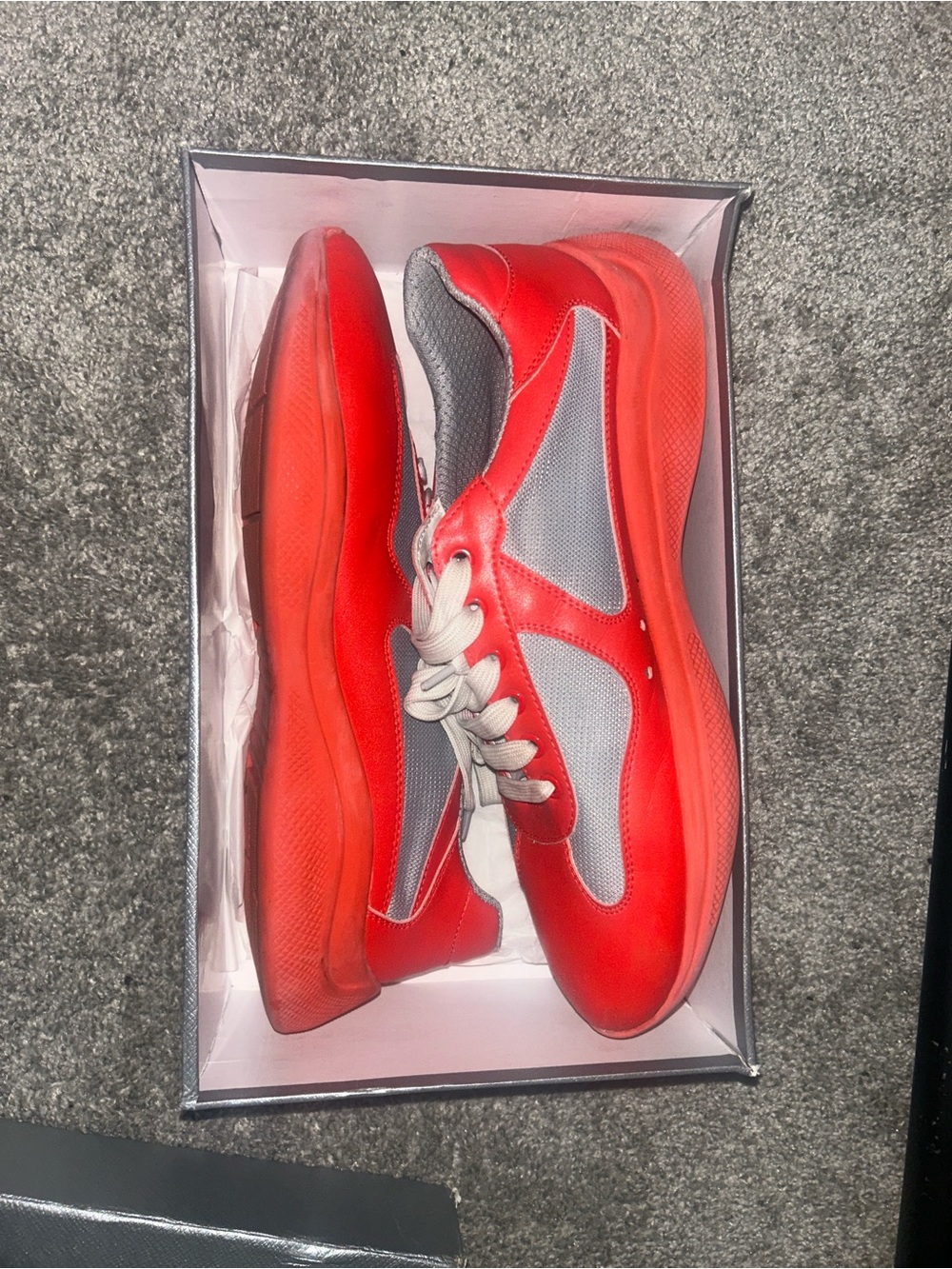 Prada Red and Gray Men's Sneakers